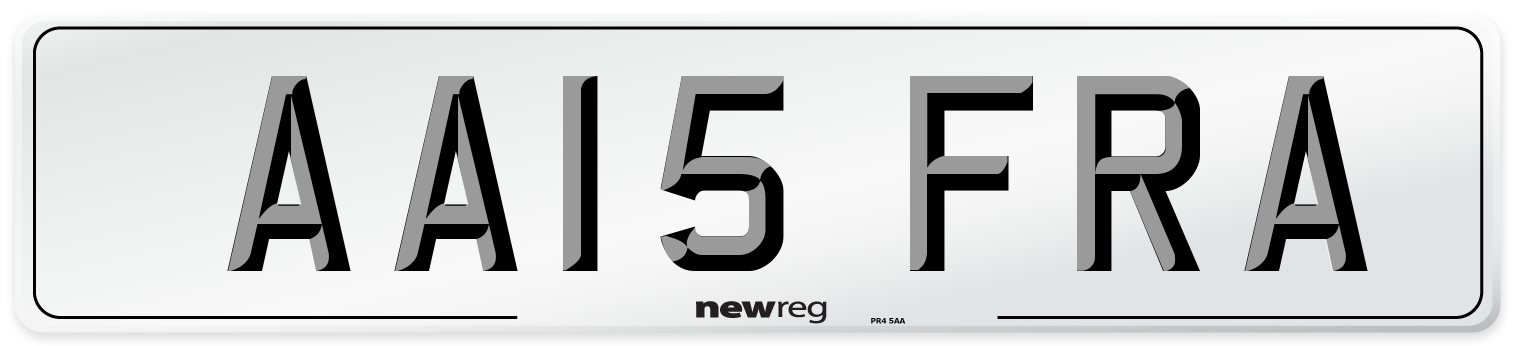 AA15 FRA Number Plate from New Reg
